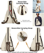 KL928 Canvas Sling Bag - Small Crossbody Backpack Shoulder Casual Daypack Rucksack for Men Women(Large Version)