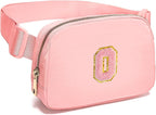Gitus Customizable Gifts for Girls Age 6-8 8-10 Belt Bag Fanny Pack with Initial for Girls Birthday Gifts for Teenager Girls Teen Girl Gifts Trendy Stuff （Light Pink-O）