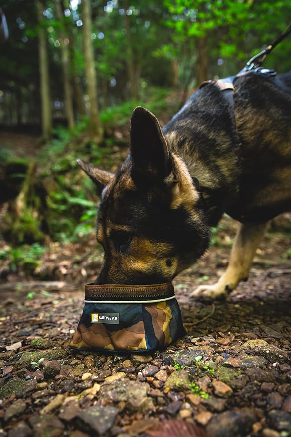 Ruffwear, Quencher Collapsible Dog Bowl, Packable Food & Water Bowl with Waterproof Lining, Water-Resistant Shell, & Reflective Trim, Lightweight, 4.2 Cups (1 L), Coastal Mountains, Medium