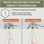 Tactiko Survival Campfire Cooking Tripod – 33" Stainless Steel Folding Stand with Adjustable Chain – Compact & Lightweight Outdoor Gear for Hanging Kettles, Pots & Percolators – Carry Bag Included