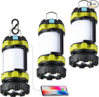 3 Pack Camping Lantern, Outdoor LED Camping Light, Rechargeable Flashlights with 1000LM, 6 Modes, 4000mAh Power Bank, IPX5 Waterproof Portable Emergency Camp Light for Hurricane Hiking - Green
