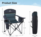 HIGH POINT SPORTS Camping Folding Chair, Heavy Duty Oversized Portable Outdoor Chair, Foldable Camp Chair with Cup Holder and Cooler Bag Support 450 LBS, Green…