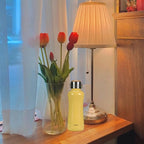 YOHKOH Mini Insulated Water Bottle With Bamboo Lid - 11.8oz Small Vacuum Insulated Water Bottle for Women Kids, 12 Hrs Hot & 24 Hrs Cold Stainless Steel Thermos Leak-Proof BPA-Free (11.8oz,Yellow)