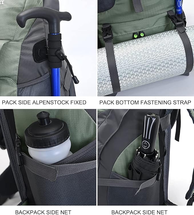 Bseash 50L Hiking Backpack, Water Resistant Lightweight Outdoor Sport Daypack Travel Bag for Camping Climbing Skiing Cycling (Light Blue - No Shoe Compartment)