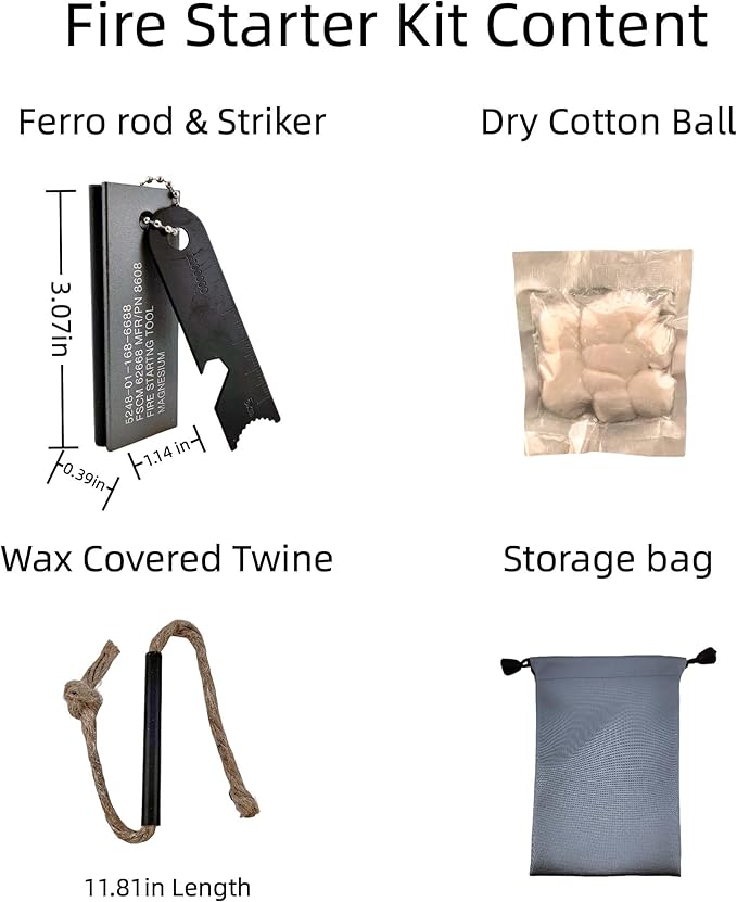 Survival Fire Starter Kit - Ferro Rod & Magnesium Fire Starter Compact Stove with Flint and Steel to Firestarter Fireplace Pit for Outdoor Camping Bushcraft Hiking Emergency Gadgets