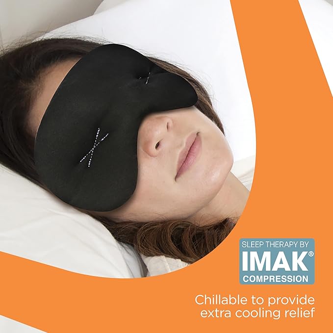 Brownmed IMAK Eye Pillow - Sleep Mask with ErgoBeads for Pain Relief - Cooling & Relaxing Sleep Aid - Black