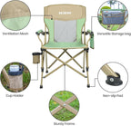 Camping Chair for Adults 350 LBS Support Camp Chair with Breathable Mesh Back Fabric with Arm Rest Cup Holder and Portable Carrying Bag