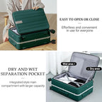 Hanke 20 Inch Carry On Luggage Aluminum Frame Front Opening Rolling Suitcase PC Hard Sided Luggage with Spinner Wheels Travel Luggage for Woman Men Gifts.(Dark Green)