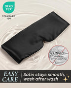 Zenssia Satin Sleep Mask for Women and Men, Lightweight Padded Eye Mask with Adjustable Strap, Comfort Blackout for Travel and Nap - Black