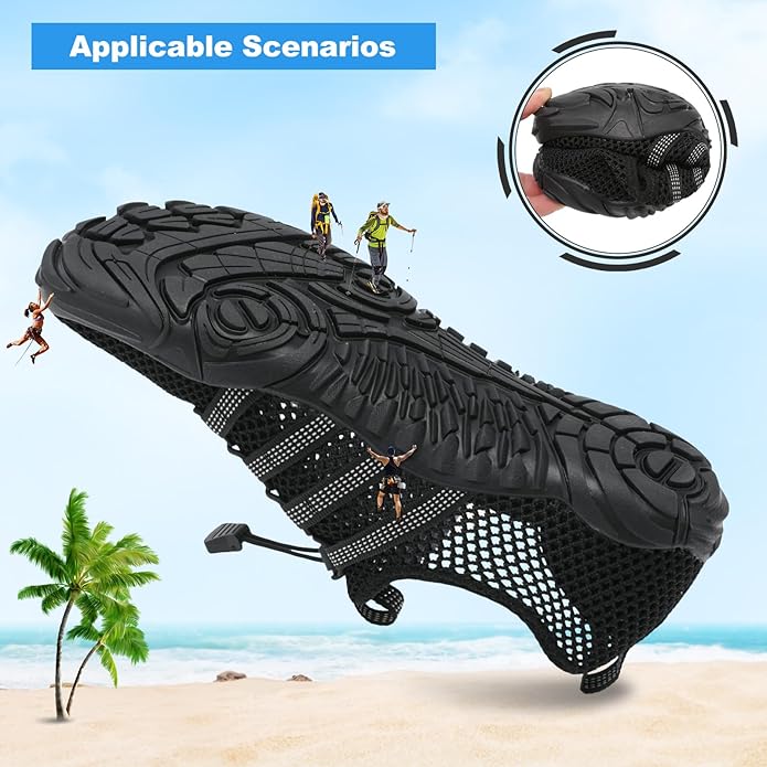 L-RUN Barefoot Water Shoes Women Mens Aqua Sock Athletic Hiking Water Sports Shoes for Swim Beach Pool Sand Diving Walking