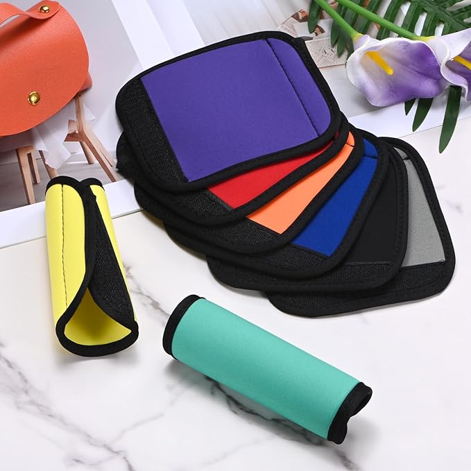 Luggage Handle Wrap [6PCS] - Neoprene Luggage Identifiers Use for Suitcases & Carry on & Travel Accessories - [Purple-6IN/15CM] Comfort Grip Handle Cover