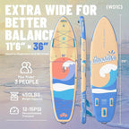 Billow 11'6"×36" Extra Wide Paddle Board with Seat, One-Stop Premium SUP Board Accessories, Tailored Fins, Stable Inflatable Stand Up Paddle Boards for Youth/Adults of All Skill Levels