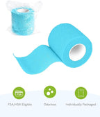 FriCARE Self Adhesive Bandage Wrap, Medical Tape in First Aid Kit, Cohesive Bandages for Wounds Sport Vet, 2 Inches X 5 Yards 6 Rolls, Cerulean Blue