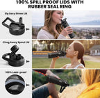 Insulated Water Bottle 20 oz, Triple Wall Vacuum Stainless Steel (Cold for 48 Hrs), Leak Proof & Non-BPA, Kids Water Bottle Jug for School with Straw Spout Lids, Magic Black