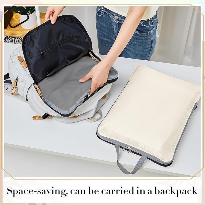 Hosuly 6 Pcs 17.3 x 12.6'' Compression Packing Cube Bag Extra Large Travel Expandable Space Saving Organizers XL for Luggage Storage(Black, Gray, Beige)