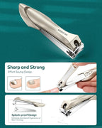 MR.GREEN 8-in-1 Manicure & Pedicure Set – Professional German Stainless Steel Nail Clippers Grooming Kit with Splash-Proof Nail Clipper & Leather Travel Case (Chestnut Brown)