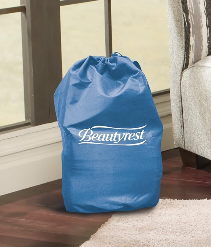 Beautyrest Hi-Loft Twin Size Air Mattress with Vertical Beam Construction, Edge Support, External Pump and Puncture Resistant Vinyl for Guests and Camping