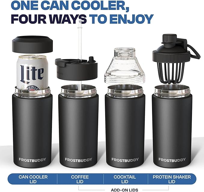 Frost Buddy Universal Can Cooler - Fits All - For Regular 12 & 16 oz or Slim-Size Bottles - Insulated Double-Walled Stainless Steel (Camoflag)