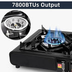 SHINESTAR Dual Fuel Stove with Butane & Propane Compatibility, Portable Camping Stove for Outdoor Cooking, Propane Adapter Hose and Carrying Case Included, 7800 BTUs Output