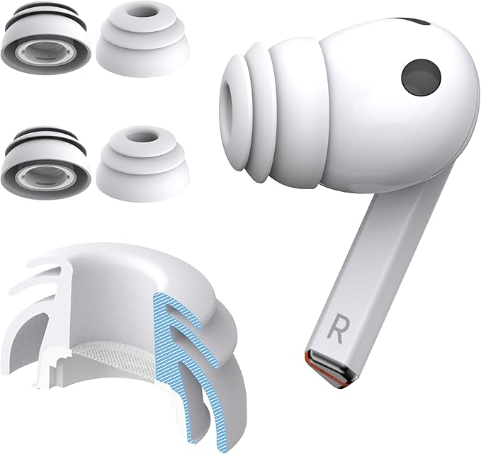Premium Multi-Flange Eartips for Galaxy Buds3 Pro (White, Large) – Always Fits, Never Slips