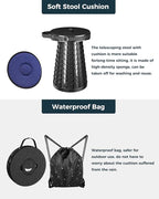 XXL 19.7" Collapsible Stool with Removable Cushion & Waterproof Storage Bag - Extra Wide Portable Folding Stool for Adults, Camping, Travel, Max Capacity 1000lbs