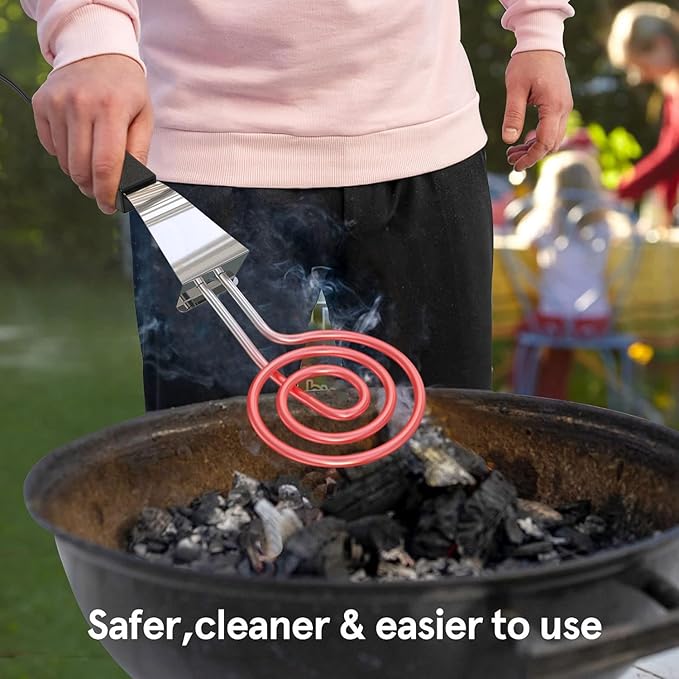 700W Electric Charcoal Starter for BBQ Grill Smoker Fireplace, Firepit, Stove - Design with Large Spiral Heating Element, 30% Faster Igniting Fire - 3 Feet Power Cord