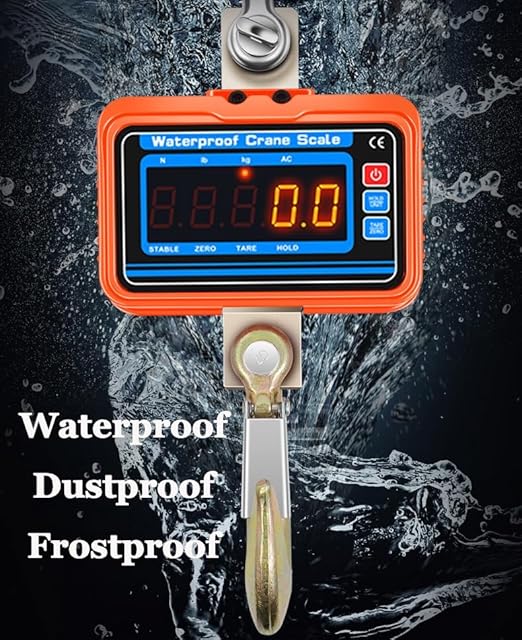 3000kg / 6600lbs Digital Crane Scale, Waterproof Industrial Scale with Remote, Rechargeable Hanging Scale Division 0.5kg with Shackle & Hook, Highly Visible LED Display
