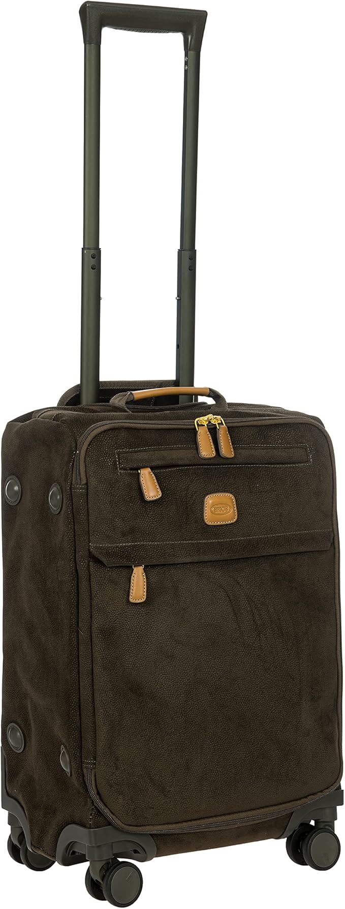 Bric's LIFE TROPEA 21-Inch Carry On Spinner - Luxury Luggage With Spinner Wheels - Away Luggage and Lightweight Carry on Suitcases with Wheels - Faux Suede - Olive