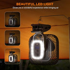 Rechargeable Portable Fan with Light, 8-inch Battery Operated Clip on, 20000mAh 78 Hours Work Time, Quiet, Strong Airflow USB, 4 Speeds Personal, Ideal for Outdoor Camping Hurricane