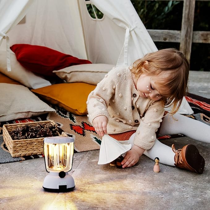 Mesqool Camping Lantern Rechargeable Battery 6000mAh, 650LM LED Lanterns for Power Outages Emergency Hurricane, Solar Hand Crank Lantern for 200 Hours