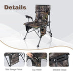 REDCAMP Oversized Hunting Chairs for Blinds with Thickened Cotton, Portable Folding Camo Padded Camping Chairs for Adults Hunting Seats with Hard Arms for Outside Outdoor, Camouflage