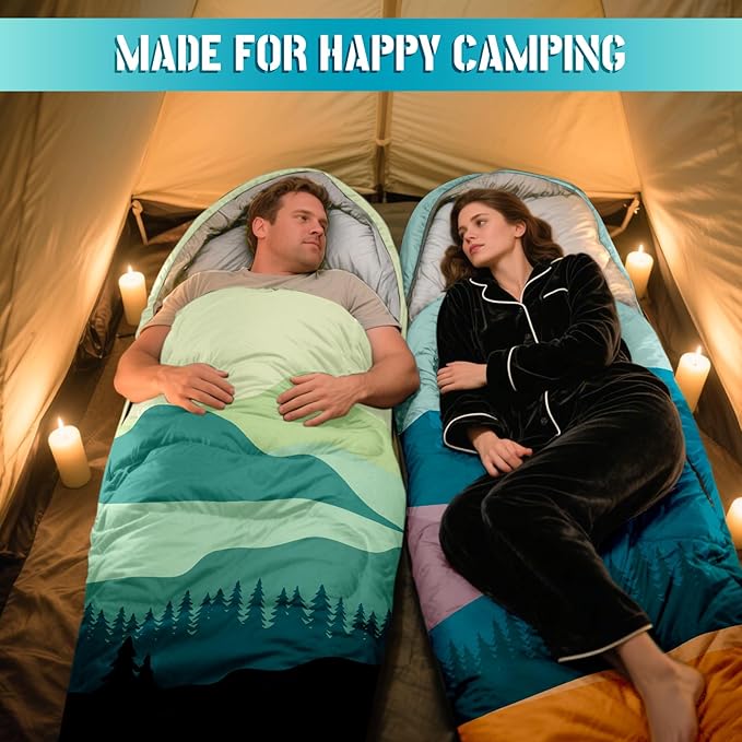 Sleeping Bags for Adults, 3 Seasons Warm & Cold Weather Waterproof Lightweight Backpacking Camping Sleeping Bag for Indoor Outdoor Camping Hiking Traveling, Camping Gear Equipment