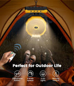 24000mAh Detachable Battery Camping Fan - 3-in-1 Portable Camping Fans with LED & Remote - 4 Speeds Battery Operated Outdoor Fan for Tent,Office,Jobsite,Workshop,Travel