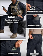 CQR Men's Flex Ripstop Tactical Pants, Water Resistant Stretch Cargo Pants, Lightweight EDC Hiking Work Pants