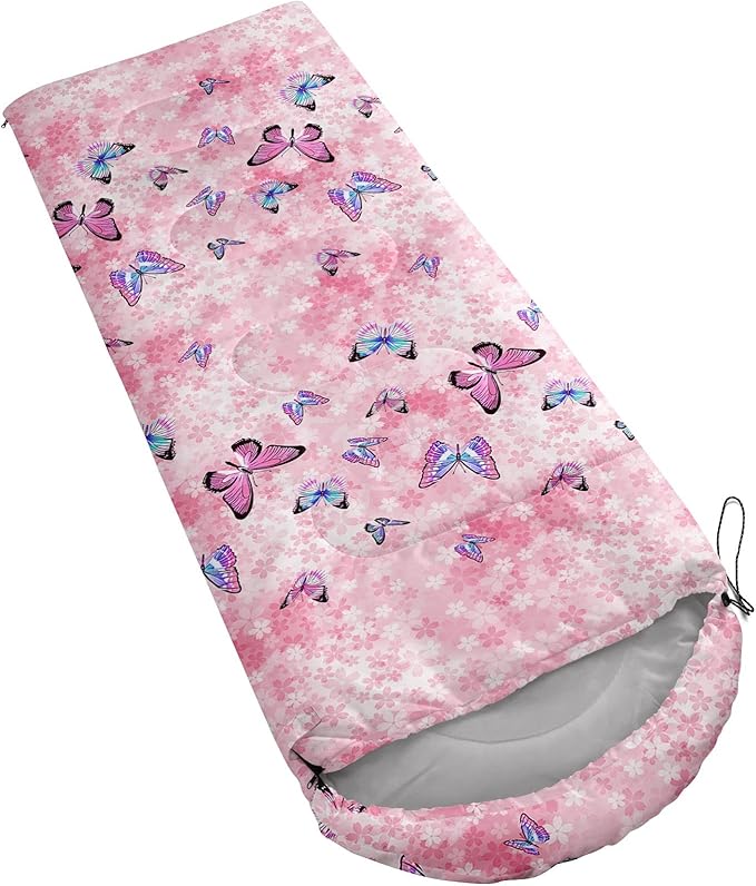 Kids Sleeping Bag for Boys Girls,Rocket Moon Print-Lightweight Warm Portable Outdoor Indoor-Waterproof Cold Weather Resistant Sleeping Bag for Camping Hiking