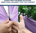 zzlamb Camping Blanket, Outdoor Lightweight Travel Blanket Puffy Portable Down Alternative, Windproof Warm Cloak with Snaps, Cozy Quilt Backpacking Picnic RV Plane Car Hammock Beach Climbing