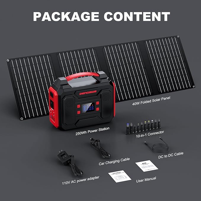 Solar Generator 300W, Portable Power Station with 40W Foldable Solar Panel, Big Power Bank with AC Outlet, Multi-Port with LED Flashlights for CPAP Home Outdoor Camping Hurricane Emergency