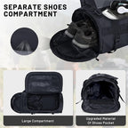 MIER Large Duffel Backpack Sports Gym Bag with Shoe Compartment, Heavy Duty and Water Resistant, Black, 45L