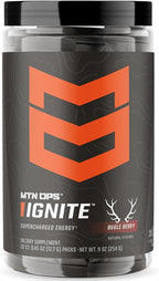 MTN OPS Ignite Trail Packs Energy Drink Powder, Gluten Free Nootropic Supplement Drink Mix, L Arginine, L Citrulline, Caffeine & Nootropic Sugar Free Drink Mix, 20 Servings, Bugle Berry