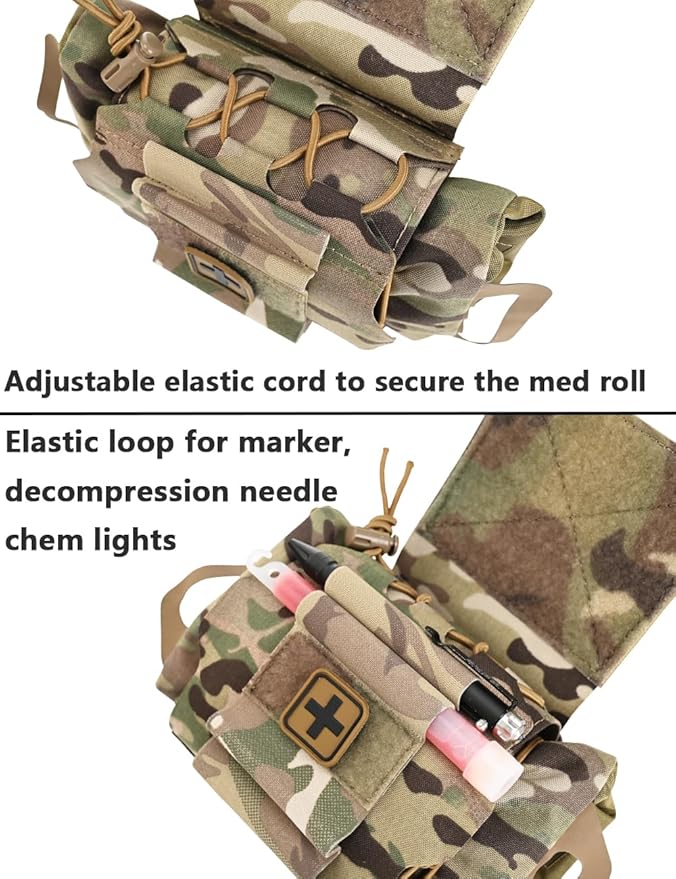 SABADO Rapid/Quick Deploy First Aid Kit Pack Tactical IFAK Pouch Two-Piece System Med Roll Carrier Hypalon Handle Outdoor Sport Hunting Bag