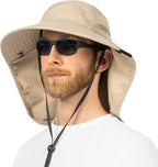 SUN CUBE Wide Brim Sun Hat with Neck Flap, UPF50+ Hiking Safari Fishing Hat for Men Women, Sun Protection Beach Hat