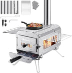 Gonex Hot Tent Stove, Portable Wood Burning Camping Stove with Ash Drawer & Large Firebox for Tent, Outdoor, Heating, Cooking, Ice Fishing