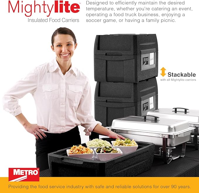 Metro Mightylite ML180XL Top Load Insulated Food Carrier - Professional-Grade Multipurpose Pan Carrier, Insulated Cooler and Food Warmer with Extra Capacity Lid - 45 qt or 5 Pan Capacity