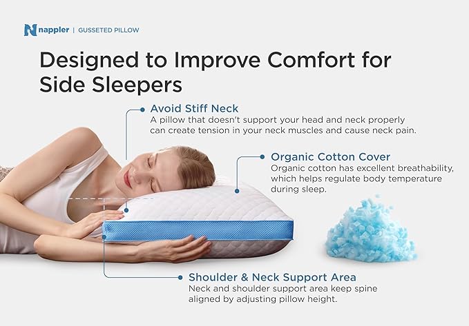 Side and Back Sleeper Pillow for Neck and Shoulder Pain Relief - Shredded Memory Foam Bed Pillow for Sleeping - 100% Adjustable Fill - King Size - Set of 2 Washable Case. Extra Fill Included