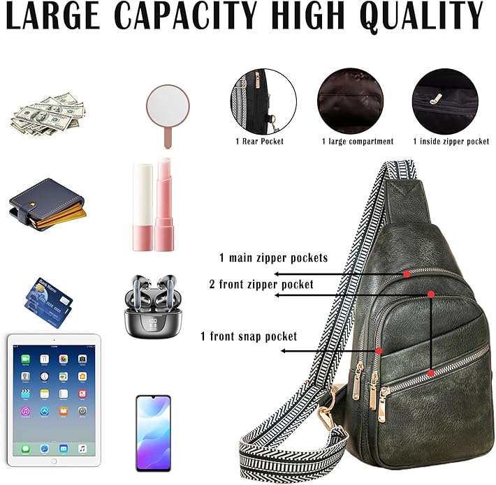 Cross Body Bags for Woman Men Sling Bag Chest Bag with Adjustable Strap Crossbody Handbags Women's Crossbody Bags