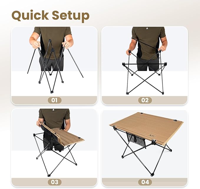 ONETIGRIS CAMPMATE Camping Table Foldable, Lightweight Portable Table Sturdy & Quick Setup, Holds Up to 66 lbs, Perfect for Camping, Hiking, Backpacking, Picnic, Beach, Travel