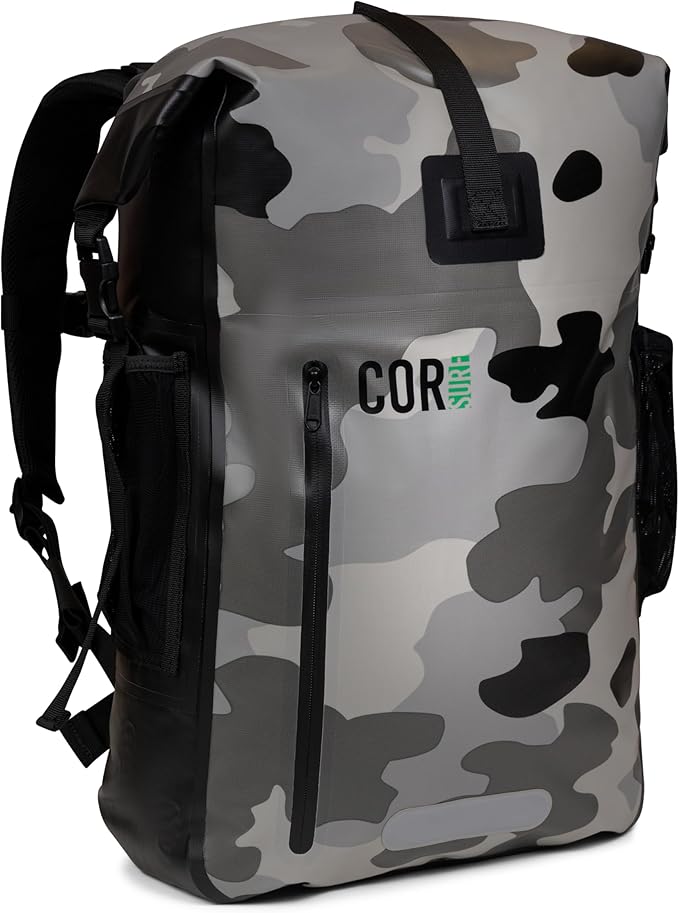 COR Surf Waterproof Dry Bag Backpack with Padded Laptop Sleeve 25L & 40L Heavy Duty, Roll-Top Pack (Camo, 25L)