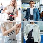 Crossbody Money Belt for Travel Women & Men Hidden, Travel Wallet Pouch - Slim Passport Holde, RFID Blocking Neck Wallet Under Clothes to Protect Cash, Credit Cards and Documents (KHAKI)