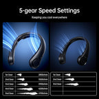 JISULIFE Portable Neck Fan Upgraded, Neckbrace Personal Hands Free, 5 Speed Gears Adjustment, 5000 mAh Wearable Bladeless Quiet Rechargeable for Outdoor Indoor, Gifts for Women Men- Black