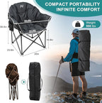 Slsy Heated Camping Chair Oversized, Outdoor Portable Heated Folding Chair, Heavy Duty 500 lbs Support, Padded Seat for Outdoor Sports, Camping, Patio, and Picnics